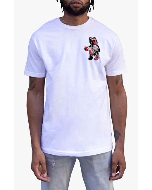 Riot Society White Rose Bear Cotton T-shirt for men