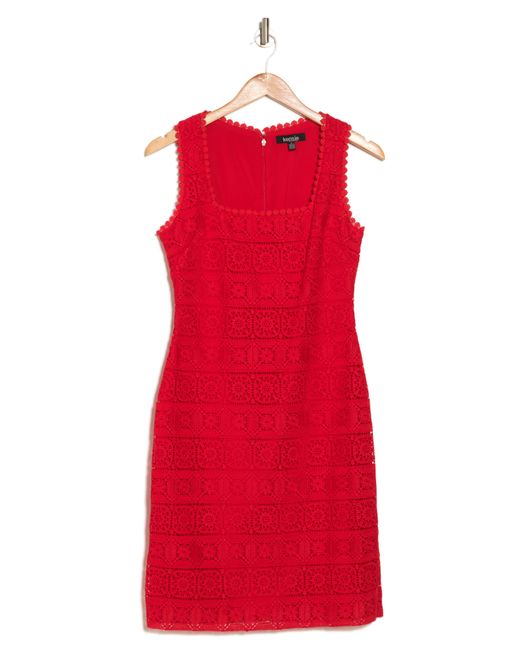 Kensie Red Sleeveless Lace Sheath Dress