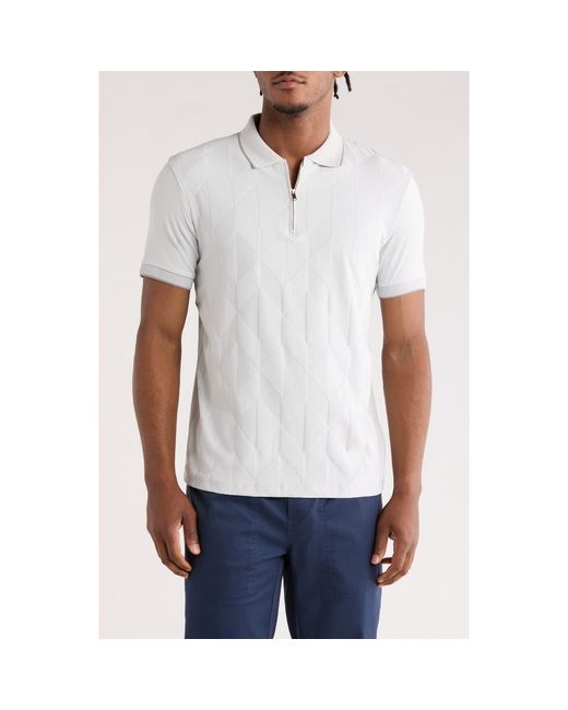 Cactus Man Blue Tipped & Textured Half Zip Polo for men