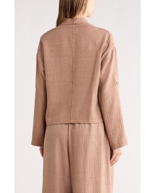 Max Studio Brown Textured Drape Jacket
