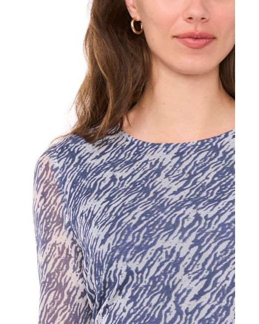 Halogen® Blue Ruched Mesh Top