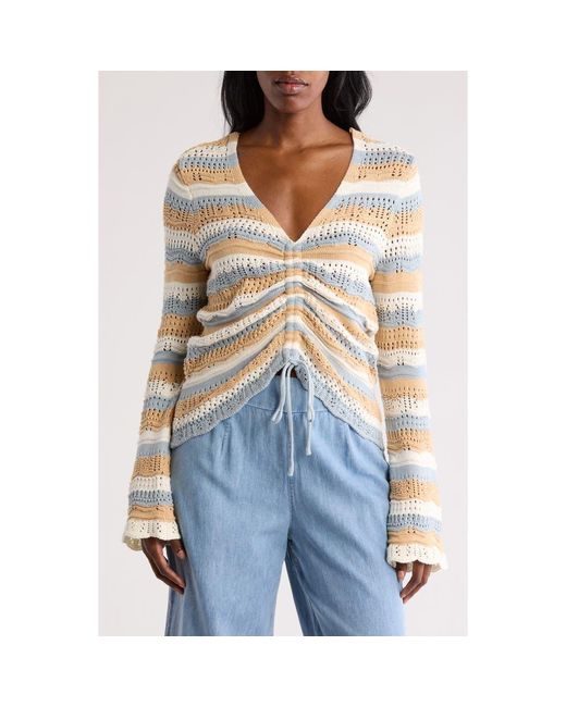 DR2 by Daniel Rainn Natural Pointelle Cinch Front Sweater