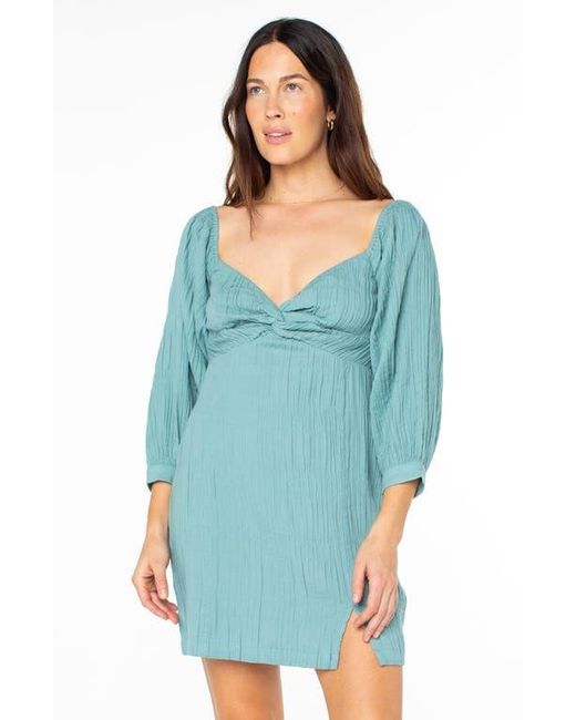 Roxy Blue Moonlight Shores Long Sleeve Babydoll Dress