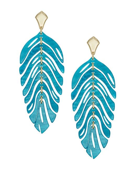 Kendra Scott Lotus 14k Gold Plated Earrings in Blue Lyst