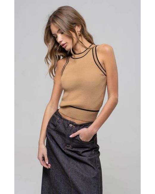 Blu Pepper Blue Contrast Knit Tank
