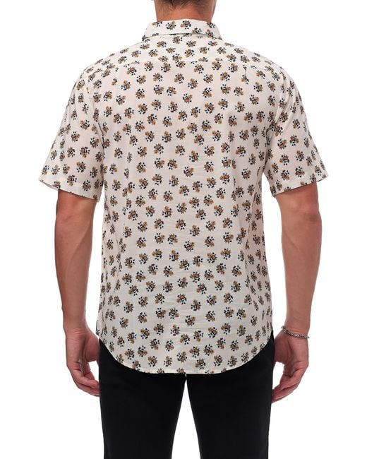 Ezekiel White Grom Short Sleeve Cotton Button-up Shirt for men