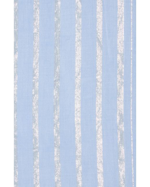 Cole Haan Blue Metallic Stripe Oblong Scarf