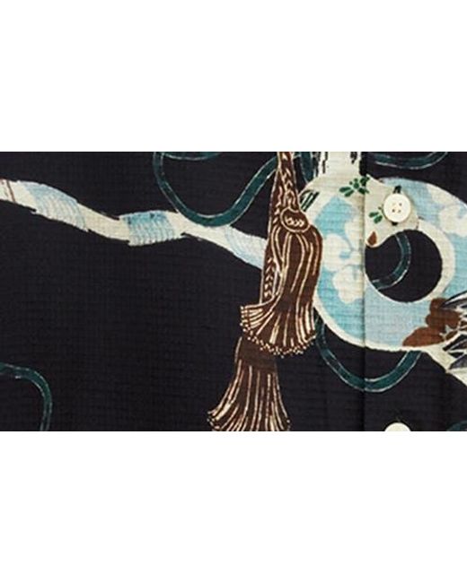 AllSaints Black Buzzard Print Camp Shirt for men