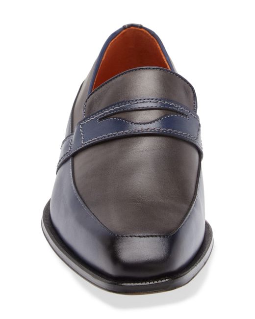 Mezlan Blue Two-tone Leather Penny Loafer for men