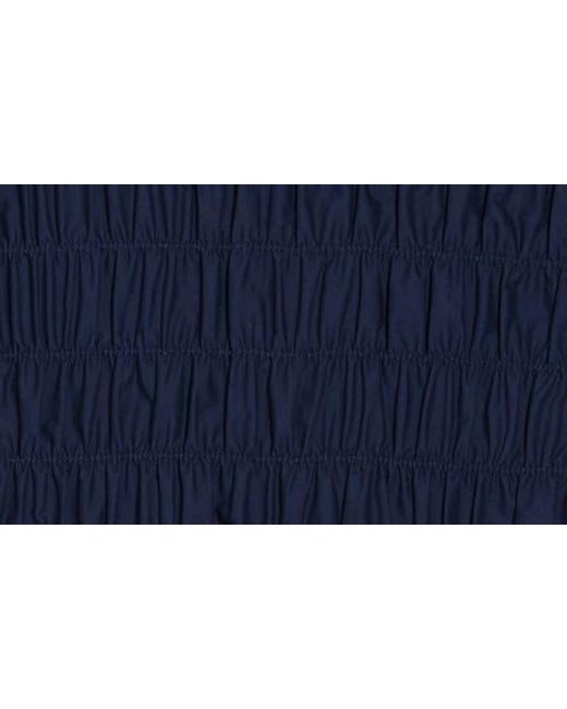 Sanctuary Blue Nanette Puff Sleeve Smocked Crop Top