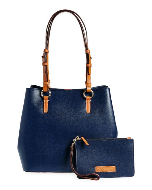 Dooney & Bourke Blue Briana Leather Shoulder Bag With Zip Pouch