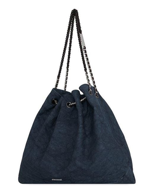 Rebecca Minkoff Blue Chevron Stitch Slouchy Leather Tote