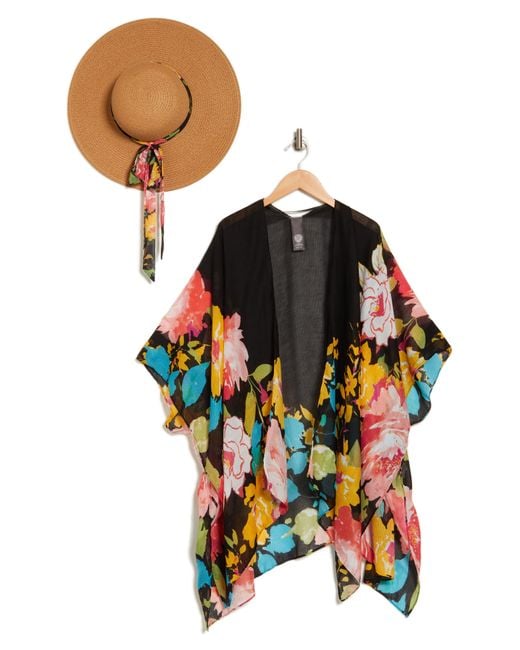 Vince Camuto Multicolor Floral Topper & Sun Hat Set