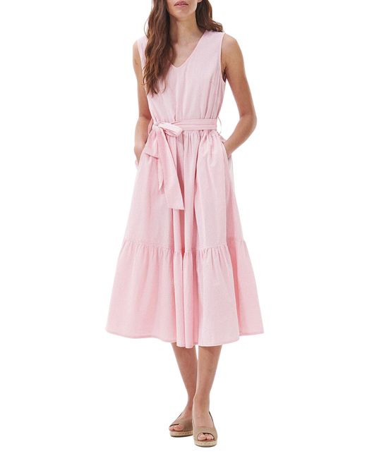 Barbour Pink Azalea Gingham Cotton Seersucker Dress