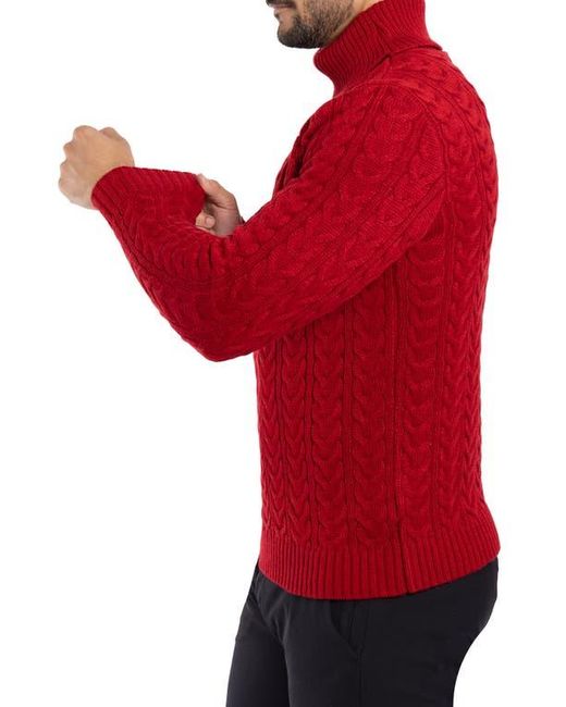 Xray Jeans Red Cable Knit Turtleneck Sweater for men