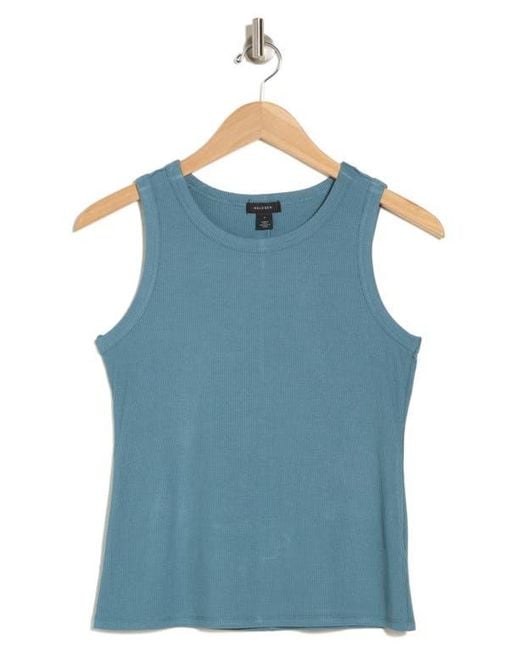 Halogen® Blue Fitted Ribbed Tank Top