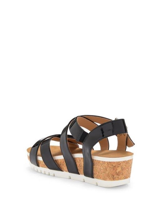 Adrienne Vittadini Black June Platform Wedge Sandal