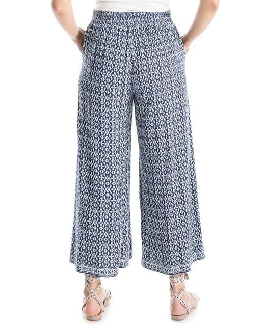 Max Studio Blue Wide Leg Pull-On Crop Pants