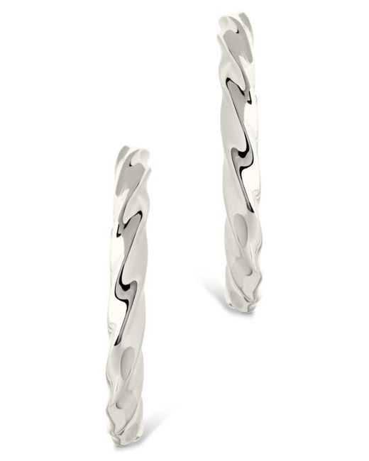 Sterling Forever White Chandler Twisted Hoop Earrings