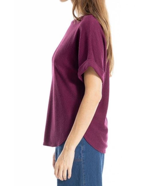 Max Studio Purple Short Sleeve Ribbed T-Shirt