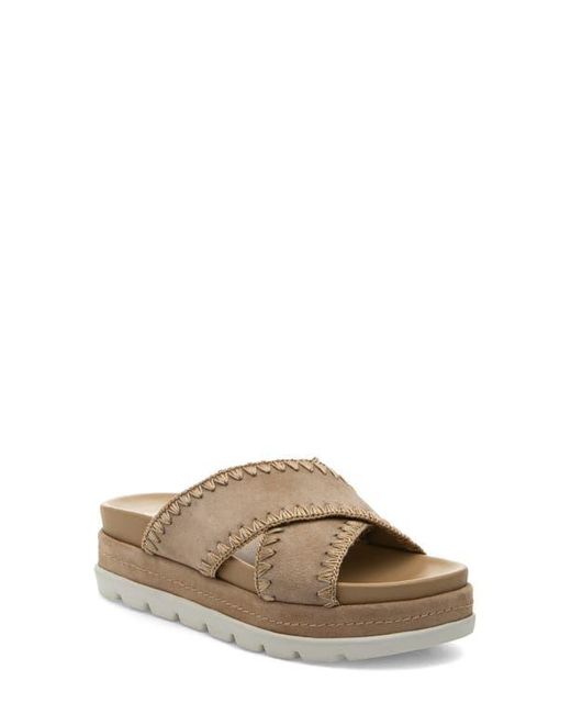 J/Slides Brown Boo Platform Slide Sandal