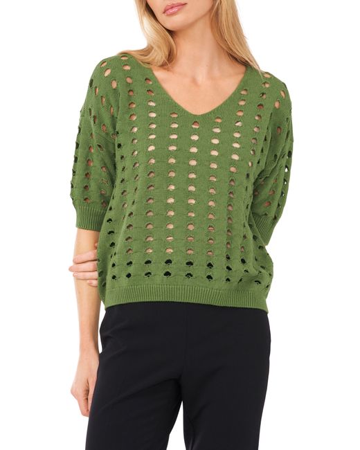 Halogen® Green Open Knit Sweater