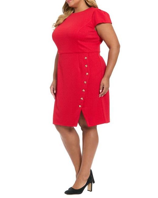 London Times Red Diamond Stitch Sheath Dress
