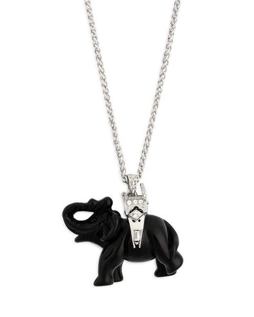 Kenneth Jay Lane Black Elephant Pendant Long Necklace