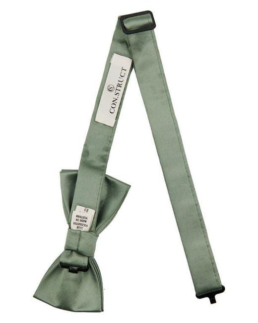 Con.struct Green Solid Satin Pre-Tied Bow Tie for men