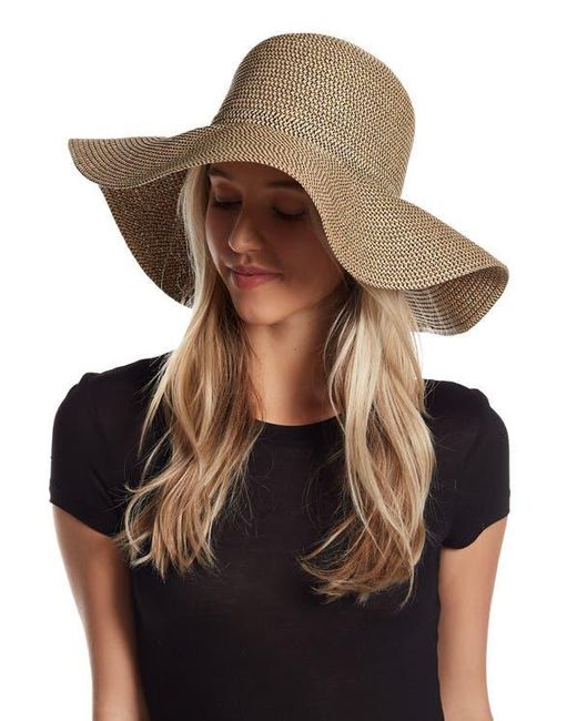 David & Young Black Floppy Woven Straw Hat with Bow