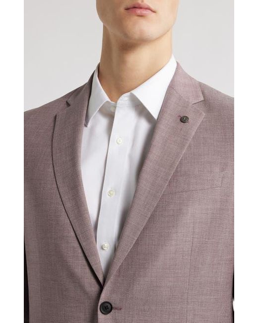 AllSaints Purple Ross Slim Fit Mélange Wool Blend Suit for men