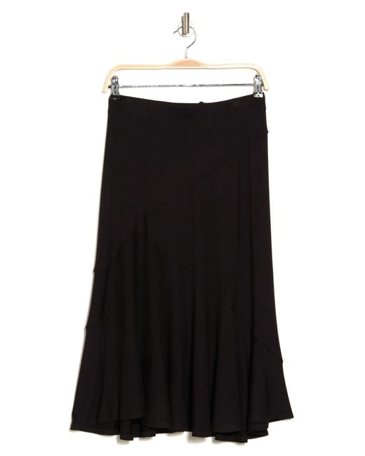 T Tahari Black Pull-on Midi Skirt