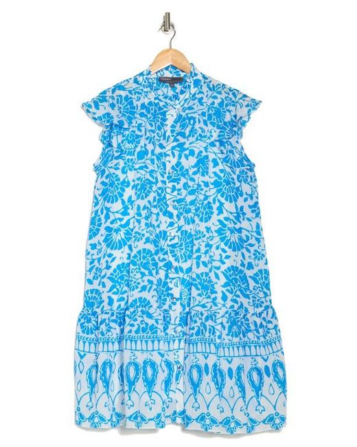 donna ricco blue dress Donna Ricco Sleeveless A-Line Blue Dress With Laser-Cut Hem, Women's Size 14