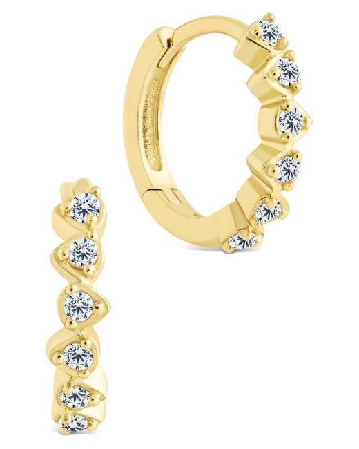 Sterling Forever Metallic Cassandra Cz Micro Hoop Earrings