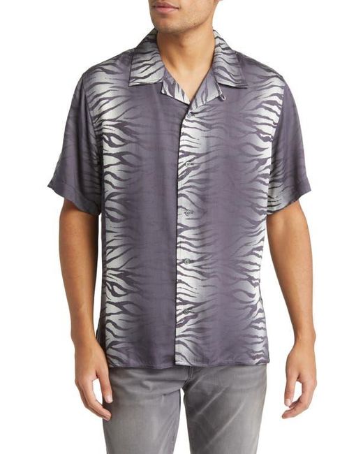 John Varvatos Purple Danny Short Sleeve Button-Up Camp Shirt for men