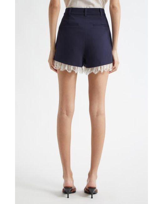 Cinq À Sept Blue Roxie High Waist Lace Trim Shorts