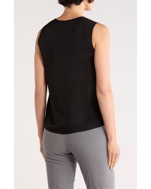 Theory Black Split Neck Silk Shell