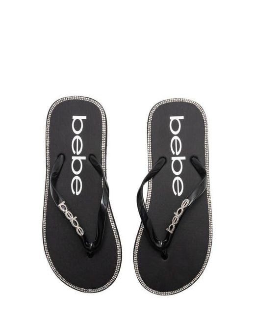 Bebe Gray Rhinestone Flip Flop