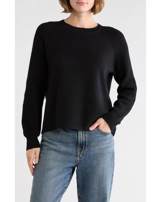 Vince Black Ribbed Cotton Pullover