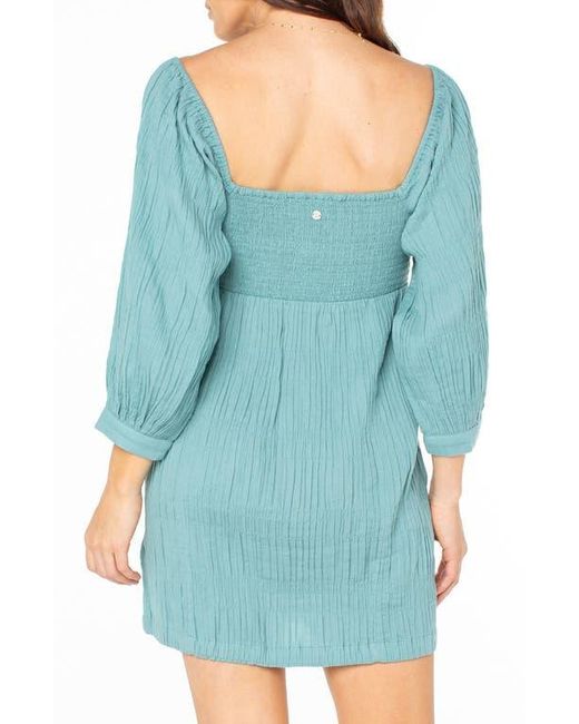 Roxy Blue Moonlight Shores Long Sleeve Babydoll Dress