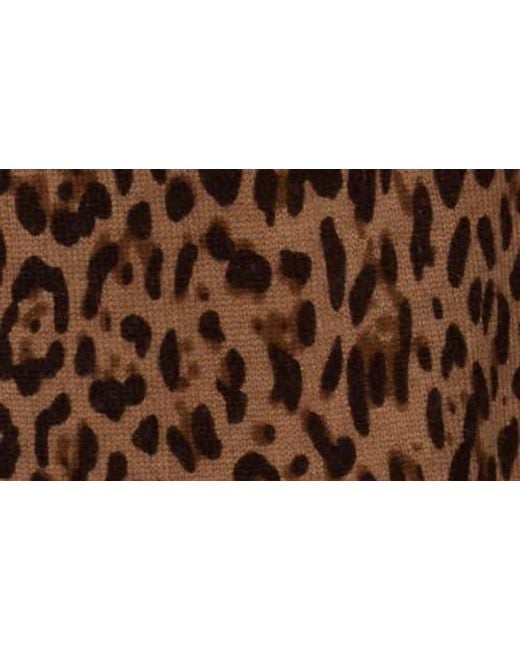 Sofiacashmere Brown Leopard Print Wool & Cashmere Blend Cardigan