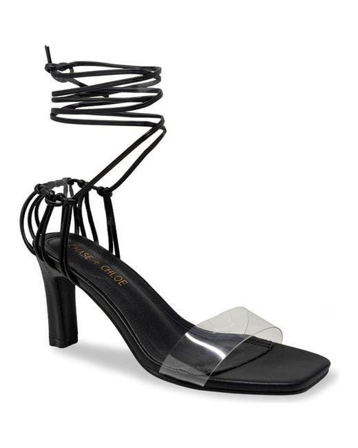 In Touch Footwear Black Vance Ankle Wrap Sandal