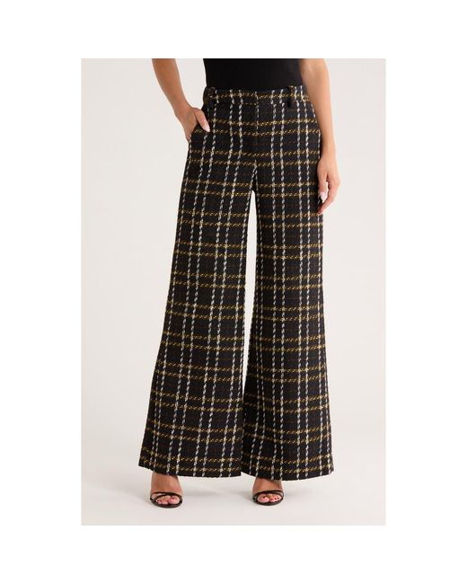 L'Agence Black Pilar Bouclé Wide Leg Pants