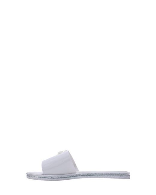Bebe White Charm Slide Sandal