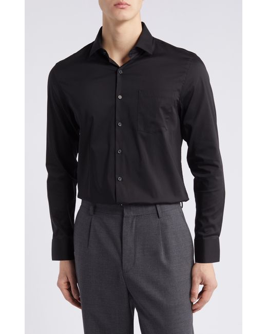 Kenneth Cole Black Slim Fit Solid Wrinkle Free Dress Shirt for men