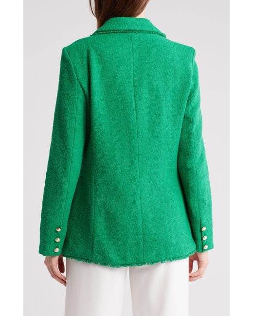 Nanette Lepore Green Double Breasted Tweed Blazer