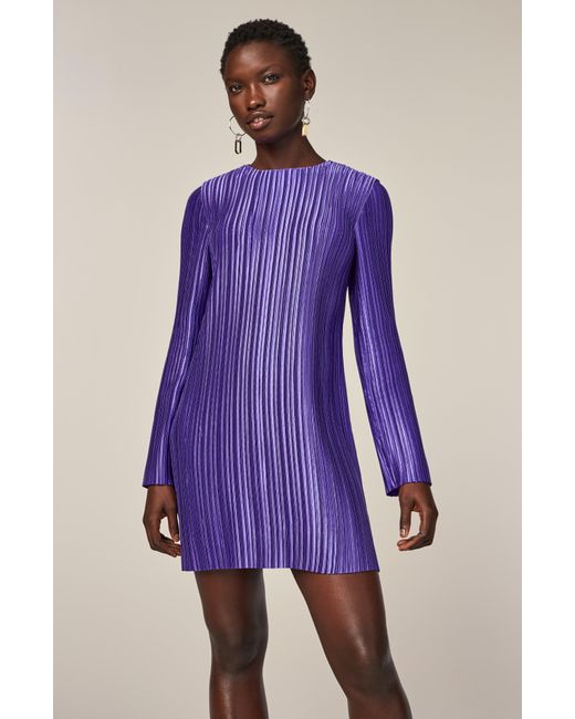 Tibi Purple Plisse Mini Dress