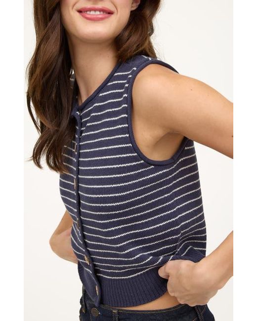 Blu Pepper Blue Stripe Button Front Sweater Vest