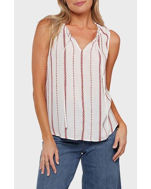 Matty M White Hannah Split Neck Tank Top