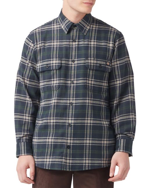 Dickies Gray Flex Regular Fit Plaid Flannel Button-up Shirt for men